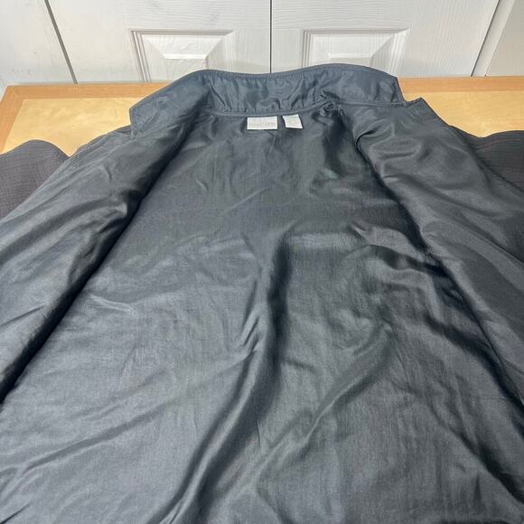 Chicos 1 Black Silk Blend Open Front Jacket Textured Stand Collar Magnet Closure - Picture 11 of 11